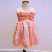 12 month-8 years customized pink Smocked Embroidered Dress